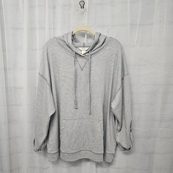 CJ Banks Gray Houndstooth Hoodie Casual Preppy Roll Tab 3X - Picture 8 of 8